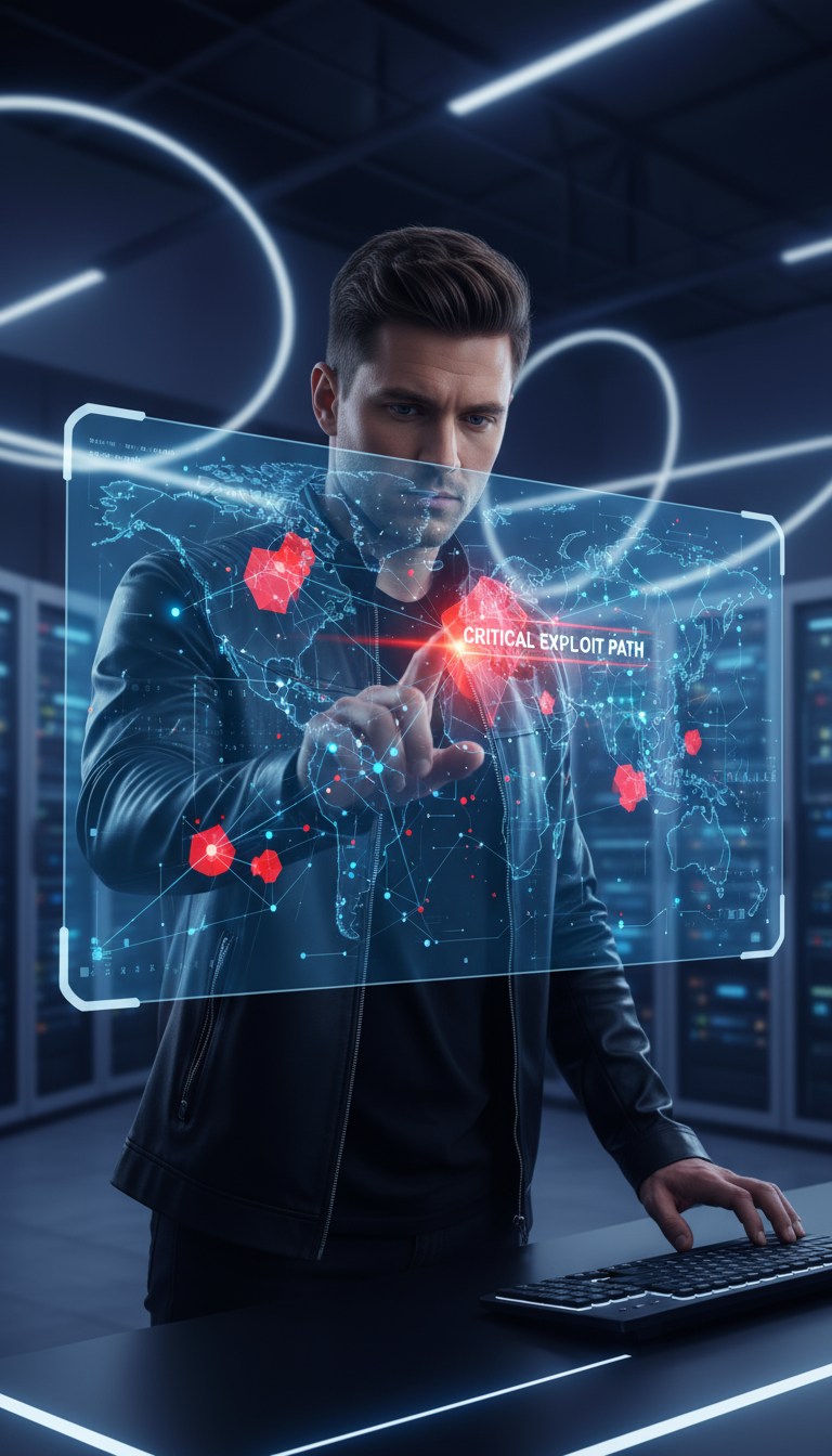 a photorealistic vertical image representing proactive cybersecurity vulnerabilities detection the (1)